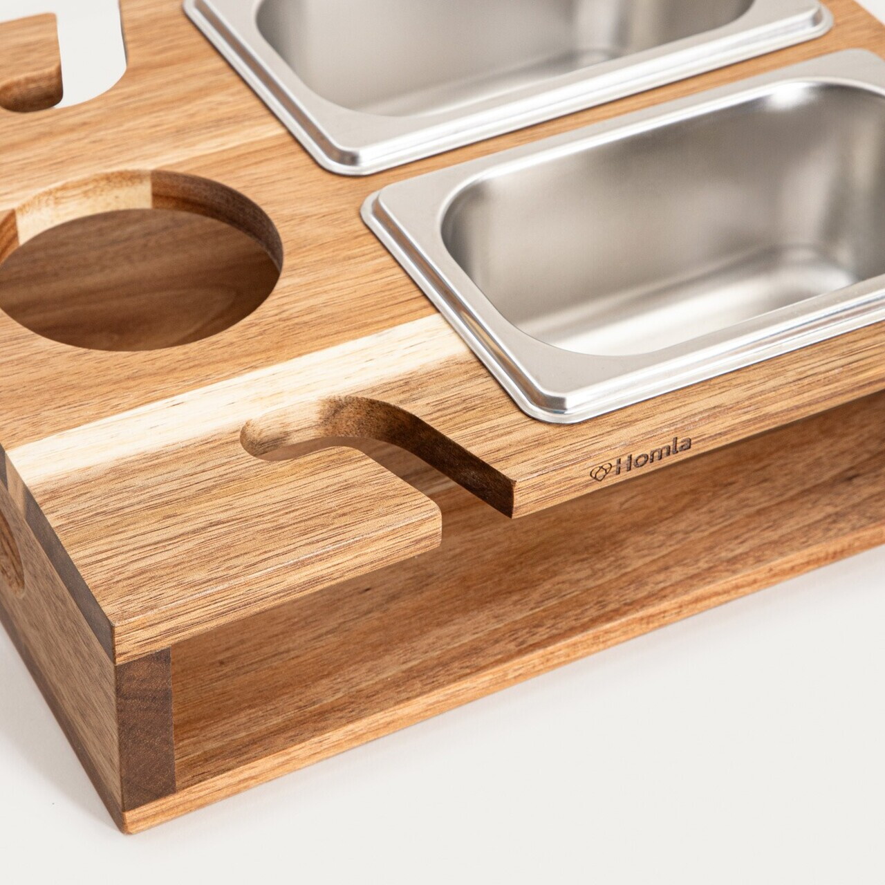 Set pentru servire Edmore, Homla, 31x25x8 cm, lemn/inox, natur/argintiu - view 4