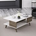 Masuta de cafea Lyon, Maison in Design, 90 x 60 x 39 cm, PAL, alb/natural
