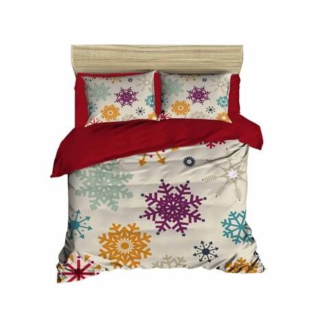 Poza Lenjerie de pat dubla X-mas 460, Pearl Home, 3 piese, 200x220 cm, amestec bumbac, multicolor