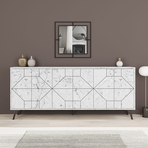Consola, Decortie, Dune 183, 184 x 77.4 x 35 cm, pal melaminat, alb Comode