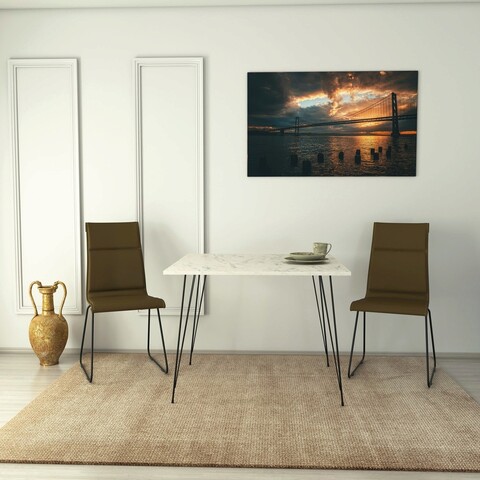 Masa, comforty, sandalf square, 90x75x90 cm, alb negru