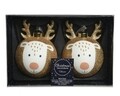 Set 2 globuri Reindeer antler, Decoris,  Ø8 cm, sticla, auriu