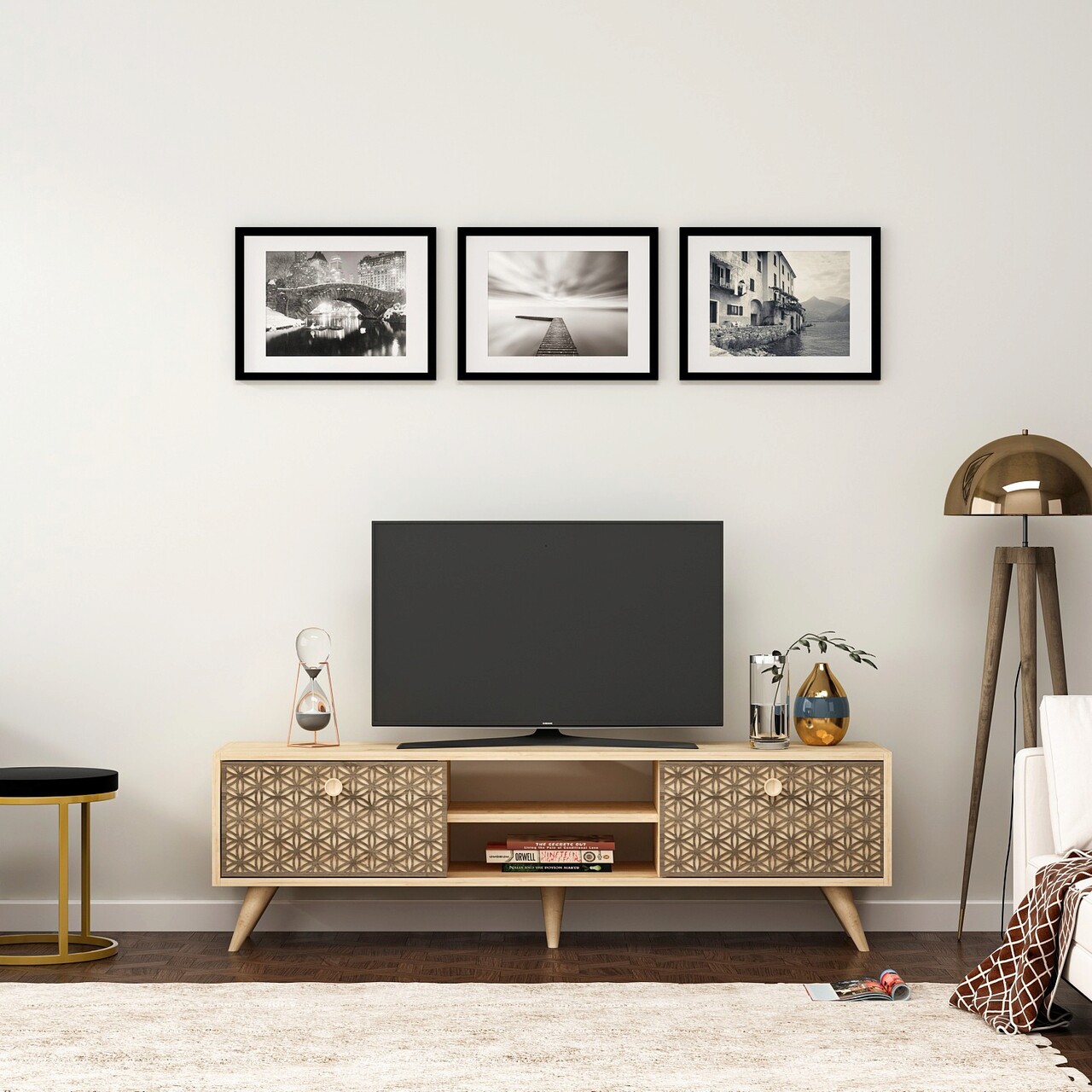 Comoda TV, Olivia, Newyork, 150x45x35 Cm, PAL , Maro