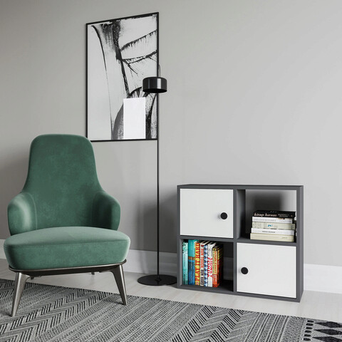 Corp biblioteca, retricy, tuttle, 72x25x62.6 cm, pal, antracit/alb