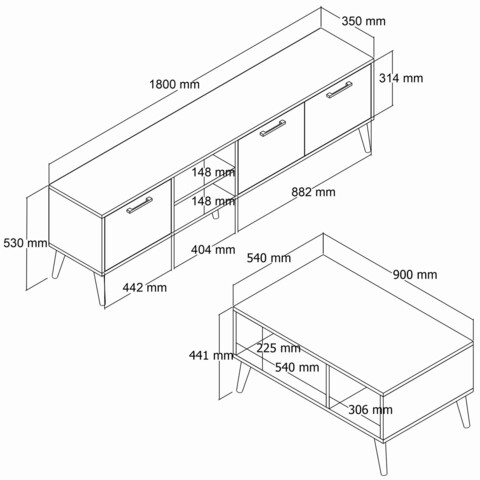 Set mobilier living, Mezza, Set 1587-2076, PAL, Stejar