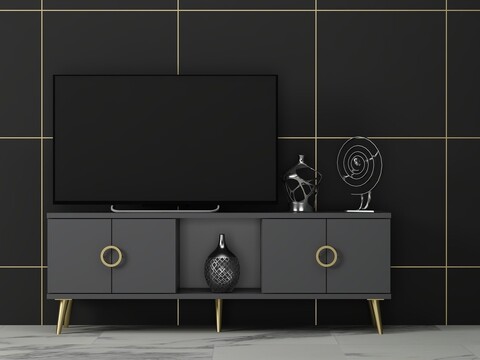 Comoda TV, Odessa, Cey, 120x30x45 cm, PAL, Antracit