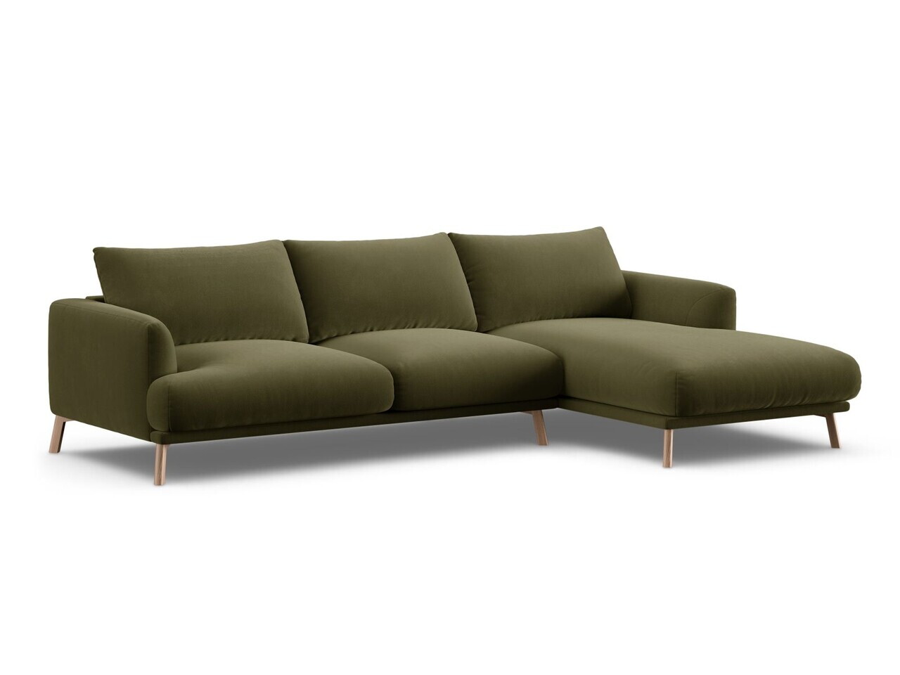 Coltar dreapta 4 locuri, Naomi, Micadoni Home, 285x170x75 cm, catifea, verde — imaginea 2