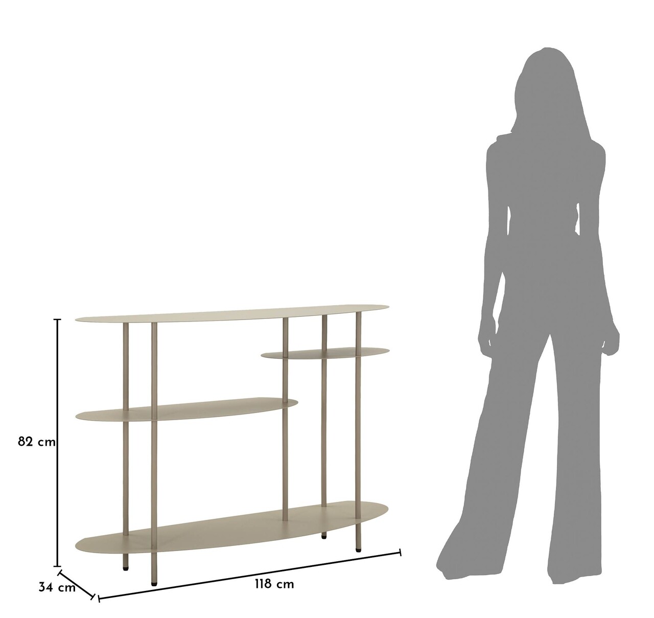 Consola, Mauro Ferretti, Saturn Plus, 118x34x82 cm, metal, gri dove - imagine 9