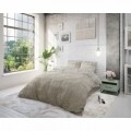 Lenjerie de pat dubla Wood Fabric Taupe, Royal Textile, 3 piese, 200 x 220 cm, 100% bumbac, taupe