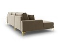 Coltar stanga, Madara, Mazzini Sofas, 5 locuri, gold legs, 254x182x90 cm, catifea, bej