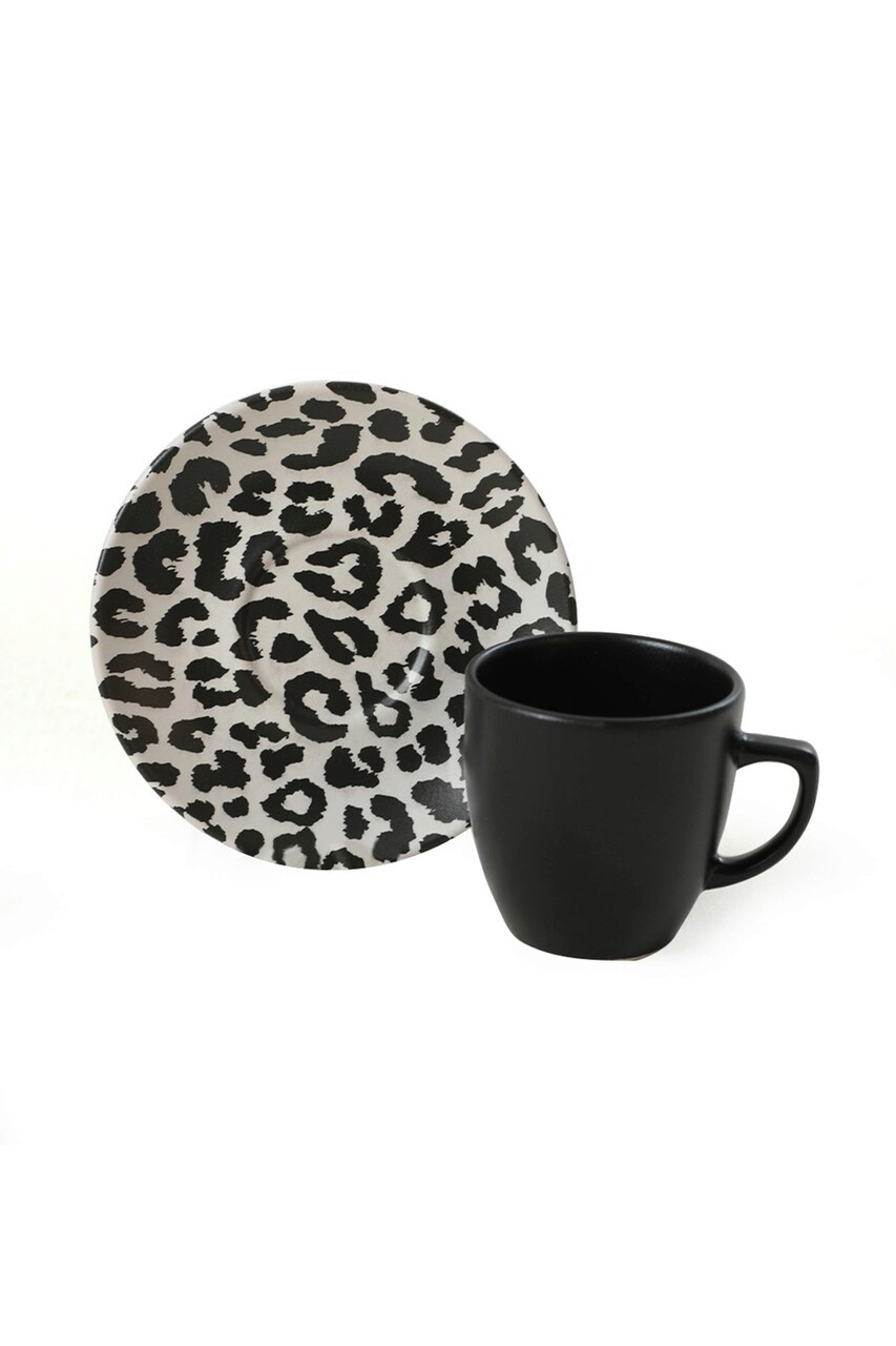 Set cesti de cafea, Keramika, 275KRM1915, Ceramica , Dimensiune ceașcă de cafea: 6 x 6 x 6 cm / 95 ml (6 bucăți), Alb/Negru