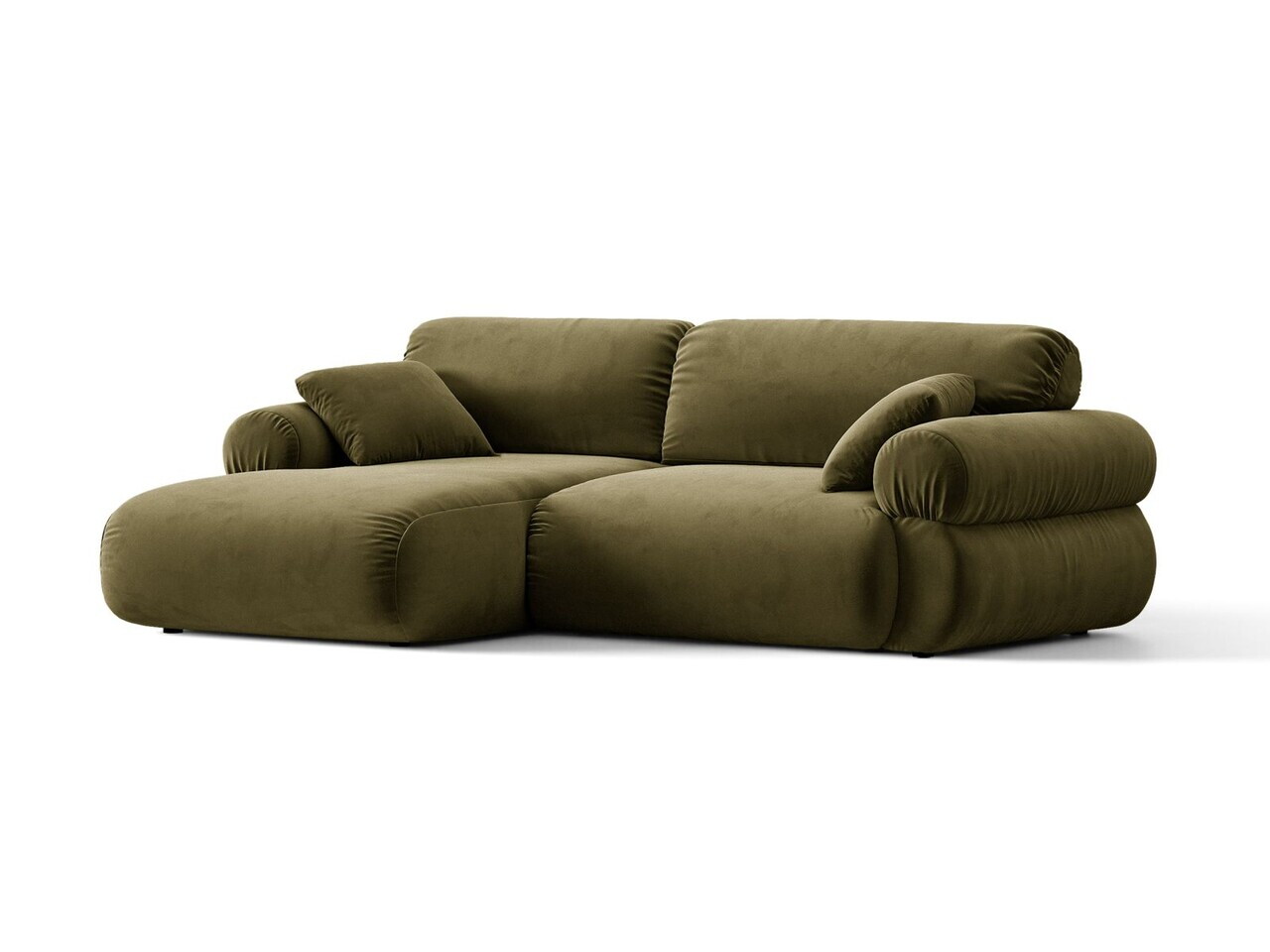 Coltar stanga 4 locuri, Ophelia, Micadoni Home, 236x164x84 cm, catifea, verde — imaginea 9