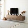 Comoda TV, Neostill, New Line, 180x35x35 cm, Cadru: PAL MELAMINAT 100%., Maro
