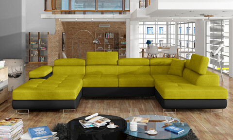 Coltar extensibil dreapta 6 locuri ELTAP, Rod-44, Rodrigo, 345x202x90 cm, lemn/poliester, galben/negru