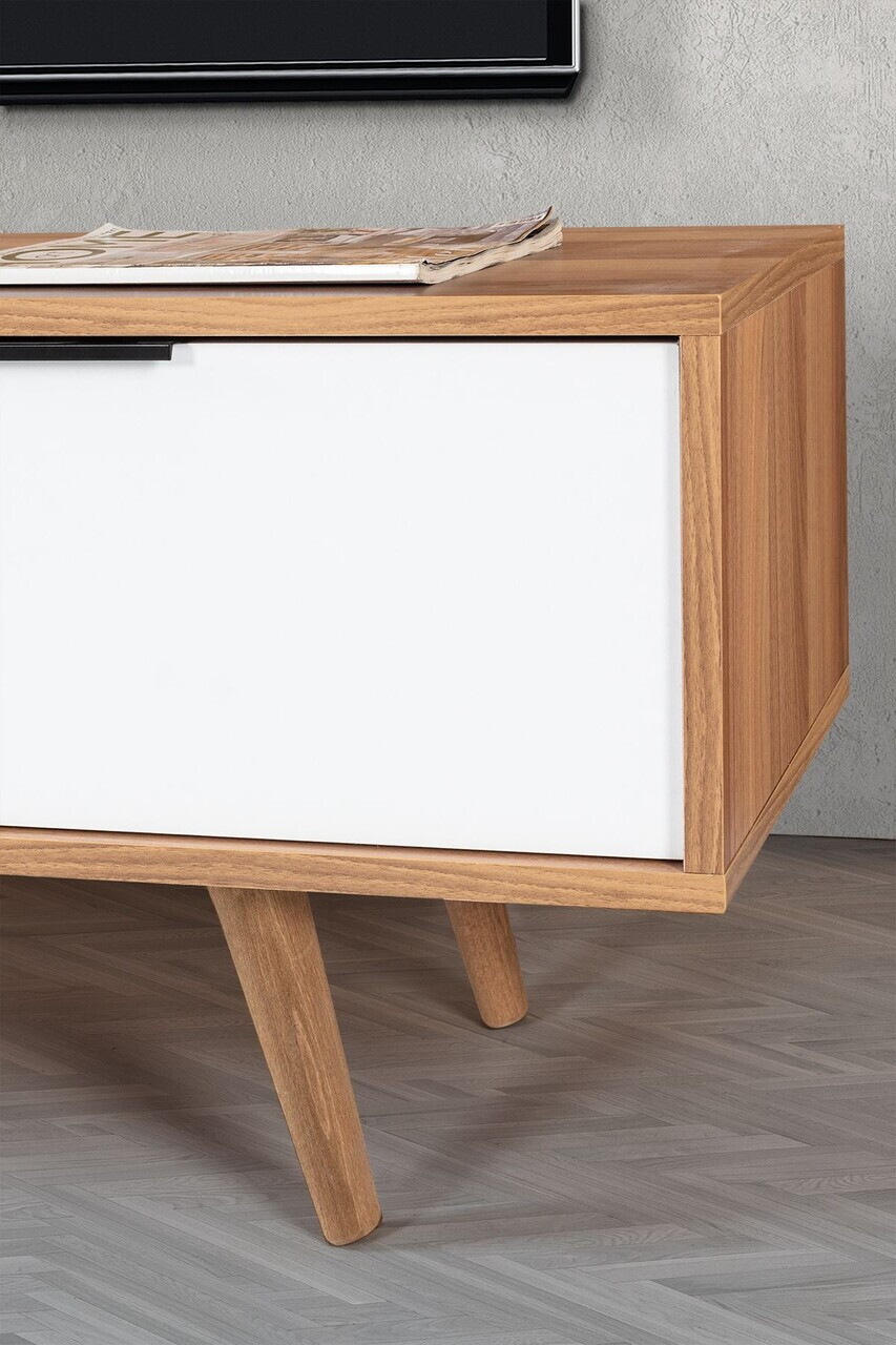 Comoda TV, Hanah Home, Venüs 3344, 130x46x35 cm, PAL, Nuc/Alb — imaginea 5