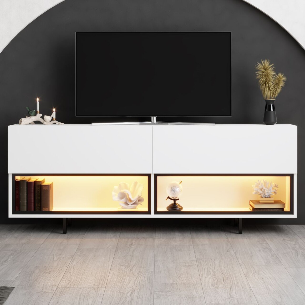 Comoda TV, Hanah Home, Ekol Down, 180x67x32 cm, Alb - view 2