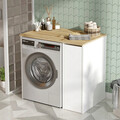 Dulap pentru masina de spalat Bedora, 93.5x60x88.3 cm, PAL, alb/natur
