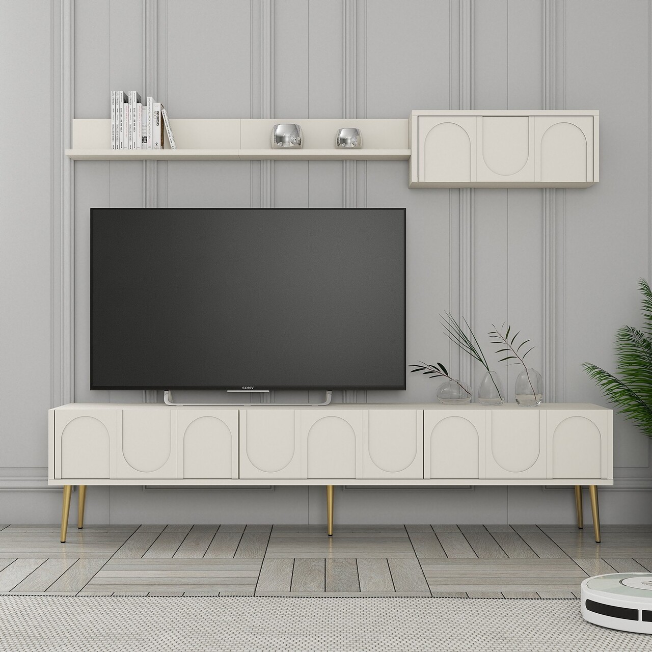 Set mobilier living, Hanah Home, Lyon 3, Crem / Aur - imagine 2