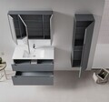 Set Dulap de Baie cu Chiuvetă și Oglindă (2 Piese), Hanah Home, Messina 100 v2, Antracit mat