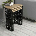 Set masute 3 piese, Hommy Craft, Stil Metal Ferforje, Stejar / Negru