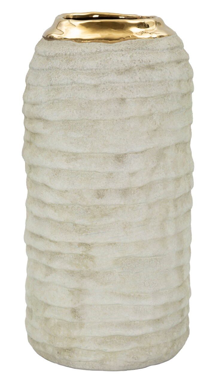 Vaza decorativa, Mauro Ferretti, Lima, 12.5x25 cm, ceramica, gri/auriu - imagine 5