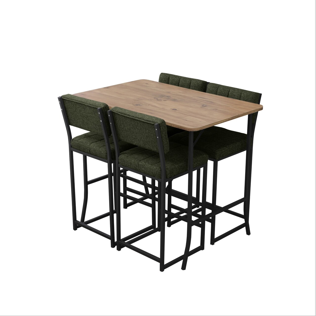 Set masa si 4 scaune de bar, Hanah Home, Retro, Verde / Nuc - imagine 4