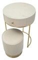 Masa de toaleta cu taburet / masuta dressing Vellit, Mauro Ferretti, 52x70 cm, lemn de pin/MDF/metal, crem