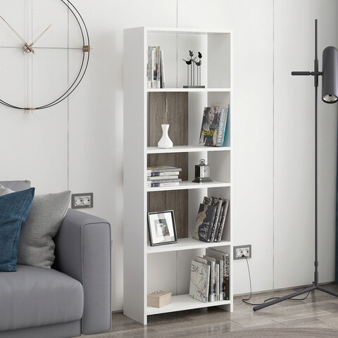 Corp biblioteca, Colman, Diosp, 56.9x25x160 cm, Alb / Wenge Colman