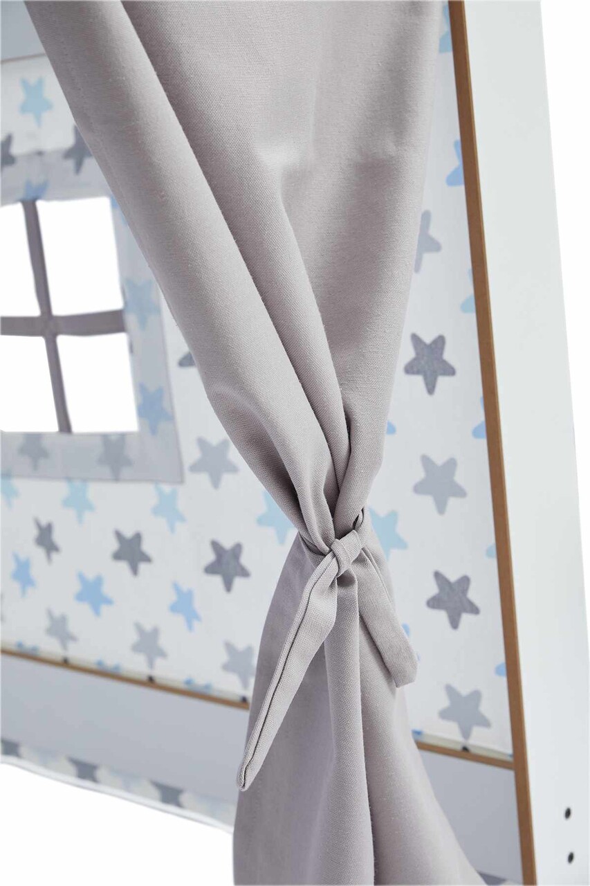 Cort de joaca pentru copii, Hanah Home, Wooden Tent, 95x114x90 cm, Alb/Albastru - imagine 5