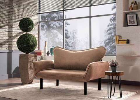 Canapea extensibilă cu 2 locuri, Futon, 859FTN2867, Metal, Maro deschis
