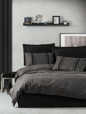 Lenjerie de pat pentru o persoana Single XXL (DE), Bitter - Anthracite, Cotton Box, Bumbac Ranforce