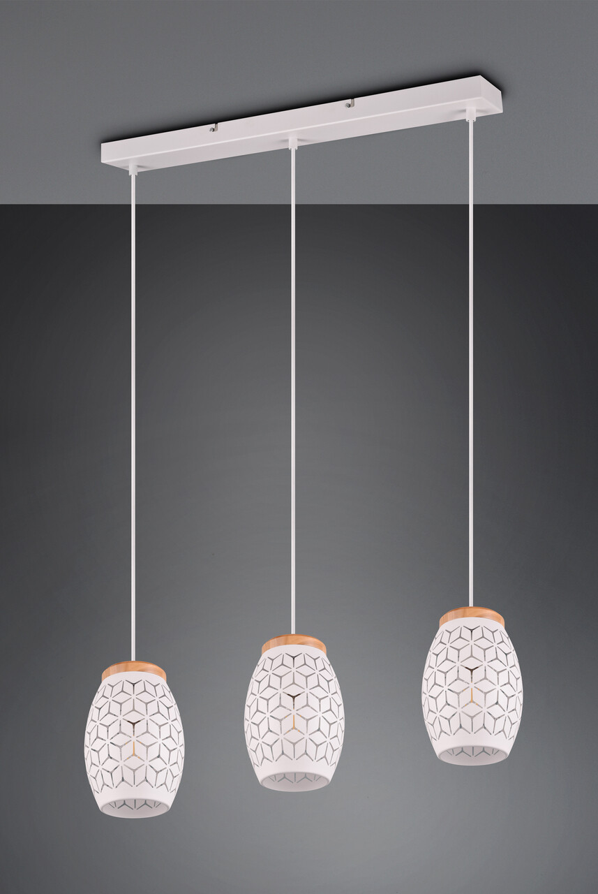 Lustra Bidar, RL, 71x15x150 cm, 28W, 3x E27, metal, alb mat/natur - 2 | YEO