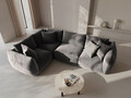 Coltar stanga 4 locuri, Chris-184, Micadoni Home, 295x210x80 cm, catifea, gri