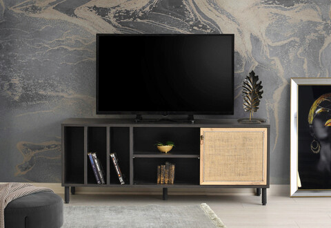 Comoda tv, kalune design, morella, 140x55x40 cm, maro inchis