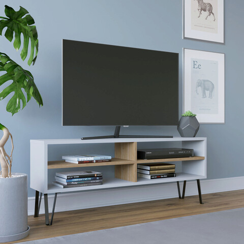 Comoda tv, retricy, farrar, 120x25x46.6 cm, pal, stejar alb