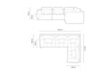 Coltar modular dreapta 3 locuri, Bloom-184, Micadoni Home, 316x216x95 cm, catifea, galben