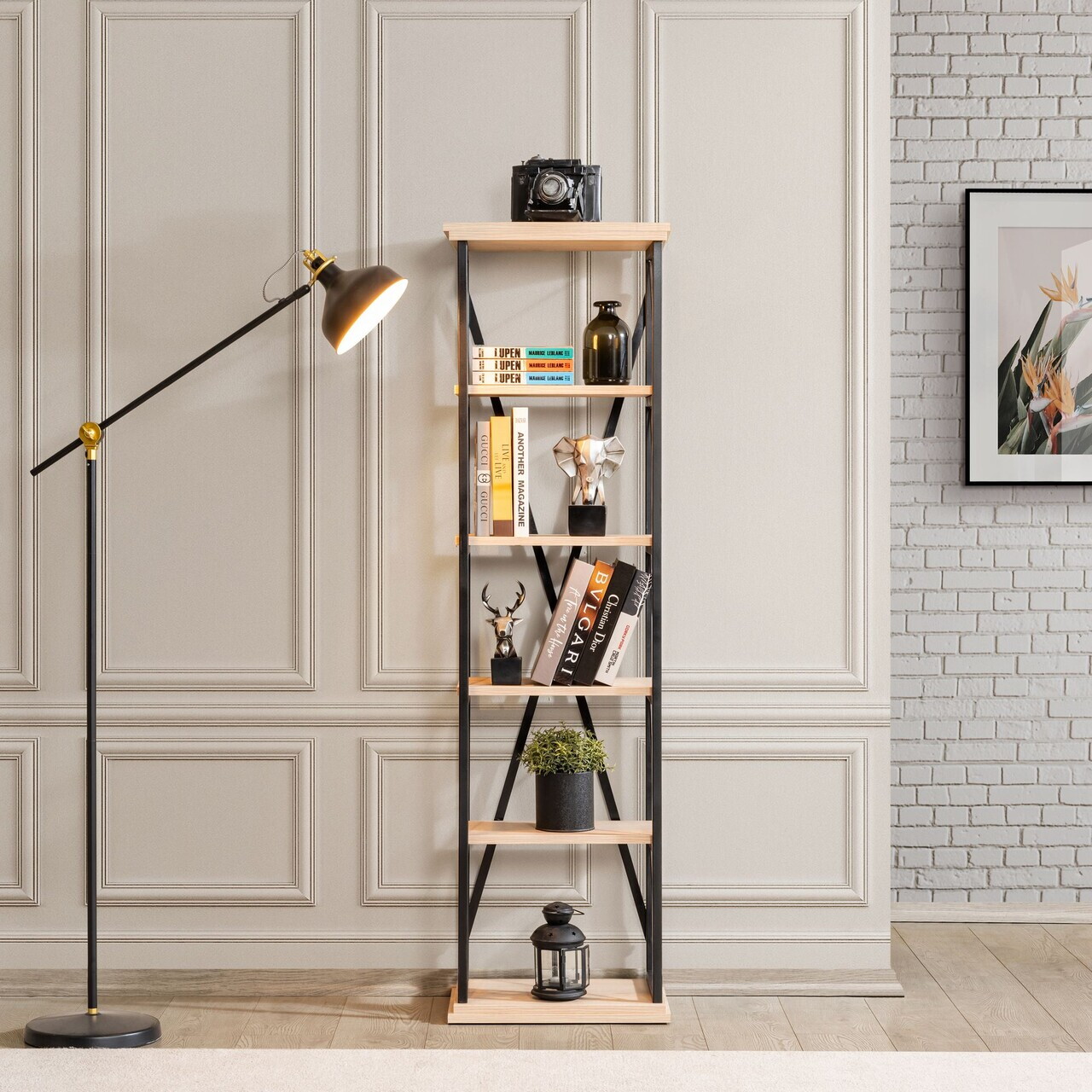 Corp biblioteca, Hanah Home, Polo, 47x168x31 cm, PAL, Maro - view 2