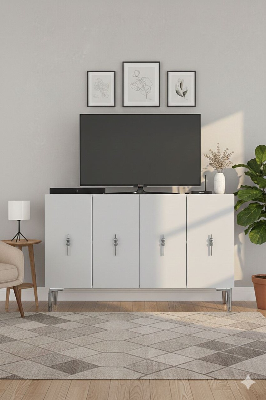 Consola, Hanah Home, Salkım 120, 120x79x32 cm, Alb / Argintiu - view 2