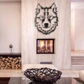 Decoratiune de perete, Wolf, Metal, Dimensiune: 38 x 50 cm, Negru