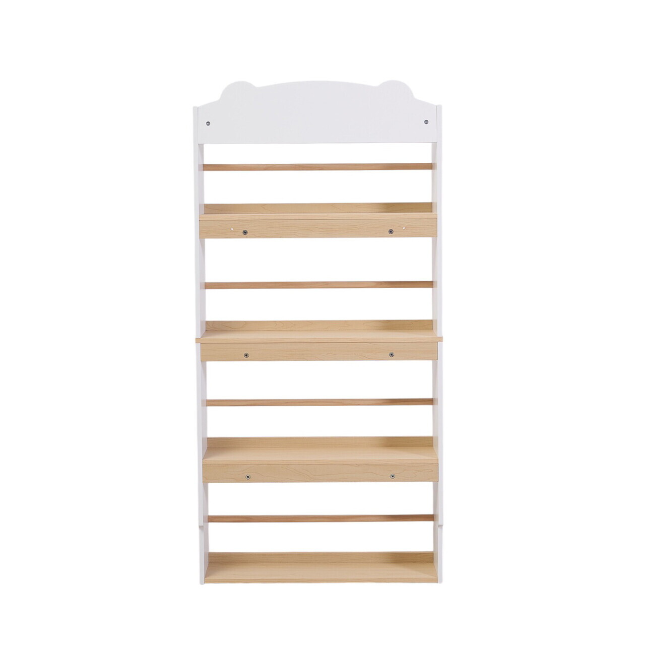 Raft depozitare carti si jucarii Bear, U-Grow, 60x15x123 cm, MDF, alb/natur - view 6