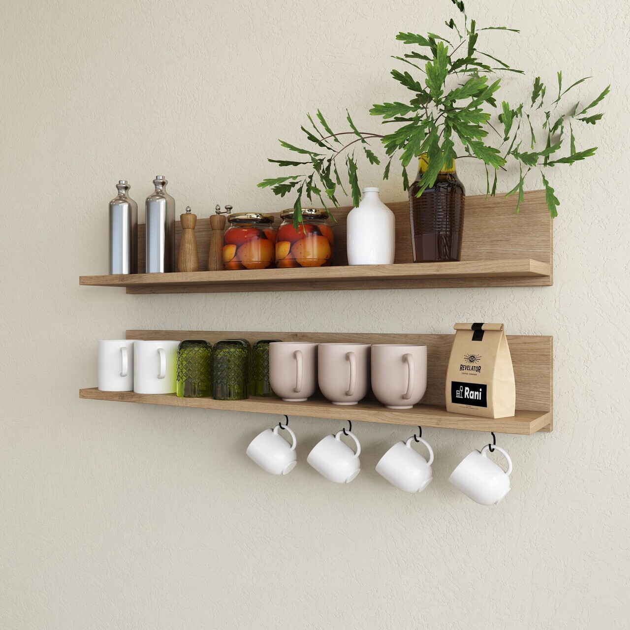 Raft de perete Hanah Home AE106 90x15x14.8 cm PAL MELAMINAT CALITATE E1 Maro
