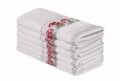 Set 6 prosoape 30x50 cm, 100% bumbac, Saheser,Bordürlü Beyaz  Kırmızı Mantar