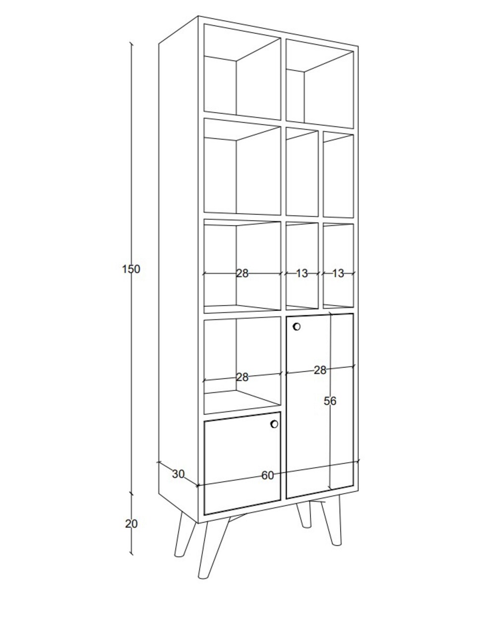 Corp biblioteca, Mod Design, Kiato, 60x170x30 cm, Stejar