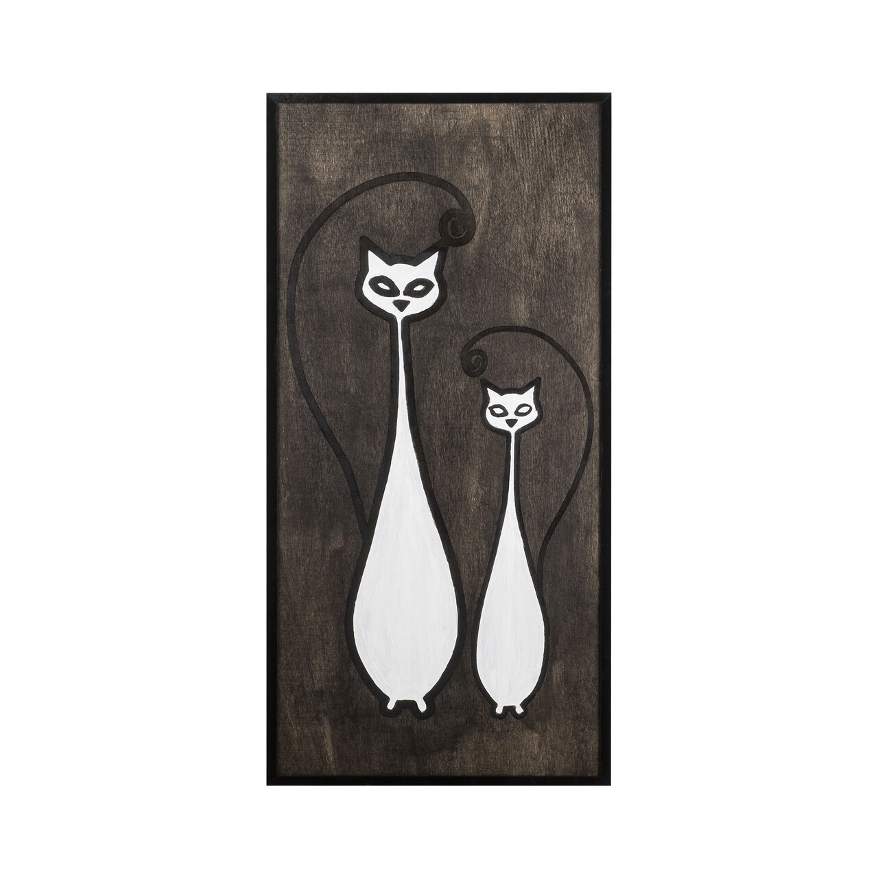 Decoratiune de perete, Cat Family, 29 x 59 cm, Alb/Negru - view 2