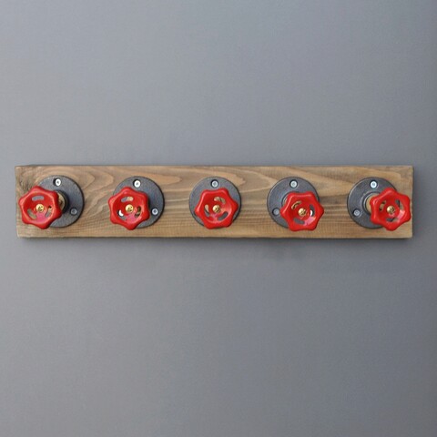 Raft de perete, evila originals, boruraf085, 50x11x9 cm, nuc / negru / roșu
