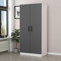 Dulap pentru haine, Minerva, Kale Anthracite White, 90x210x52 cm, PAL, Antracit/Alb