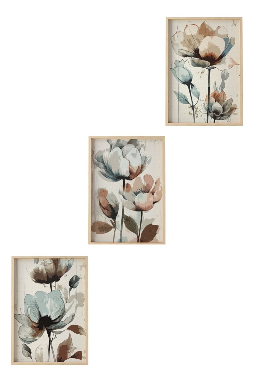 Set 3 tablouri decorative, Huhu478, Cadru: 100% LEMN MASIV (Grosime: 2,5 cm), Multicolor - view 2