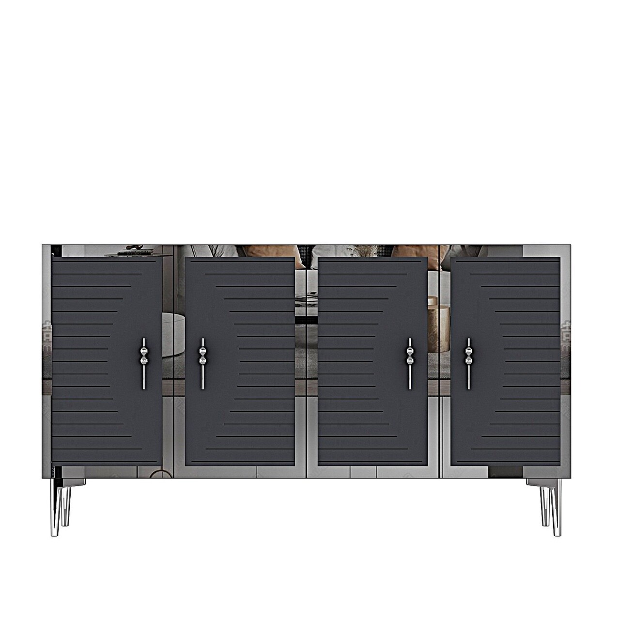 Consola, Hanah Home, Tuna 120, 120x75x32 cm, Antracit / Argintiu - view 8