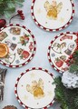 Set farfurii din ceramica pentru desert, Mia - Kitchenware, 280TMA1705, Ceramica , Dimensiune: 19 x 19 x 1 cm (6 bucăți), Alb / Roșu / Galben