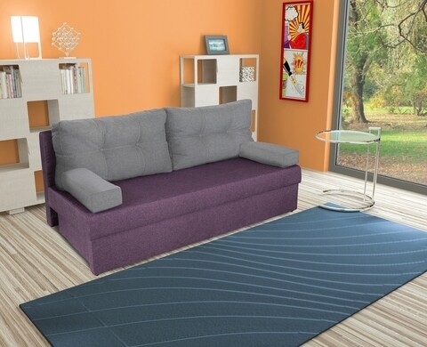 Poza Canapea extensibila Alfi 192x80x77 cm cu lada de depozitare, Purple/Light Grey